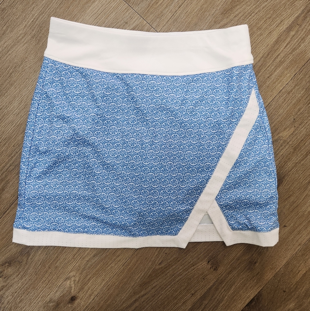 Light Blue Printed Women's Skort with White Trim